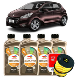 Kit Troca De Óleo 5w30 Quartz Peugeot 208 1.5 1.6 2012-2021